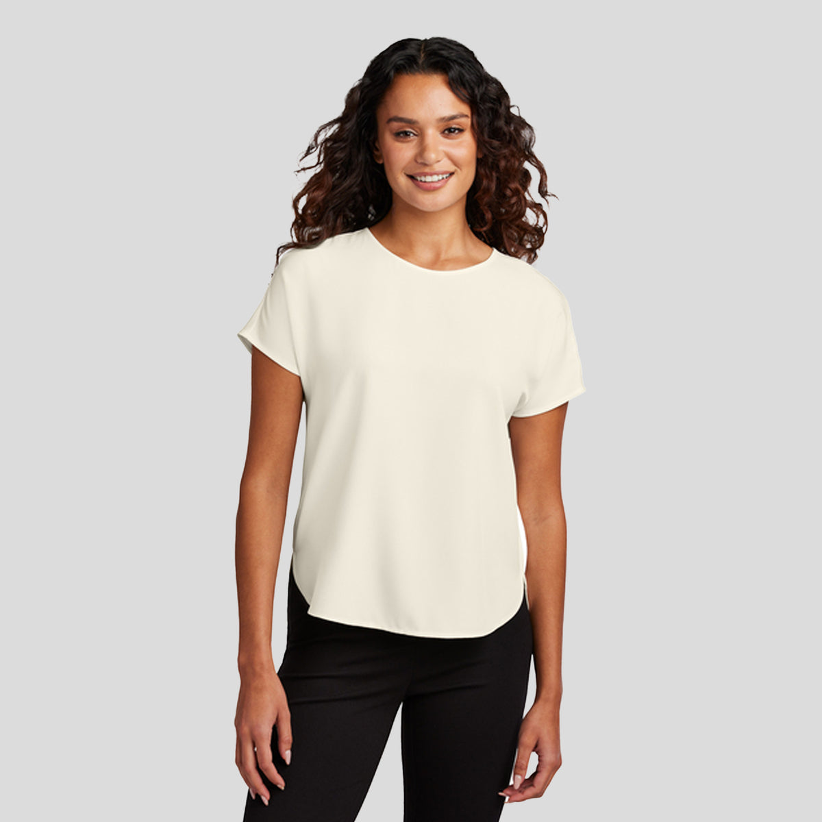 Women's Stretch Crepe Crew | Ivory Chiffon