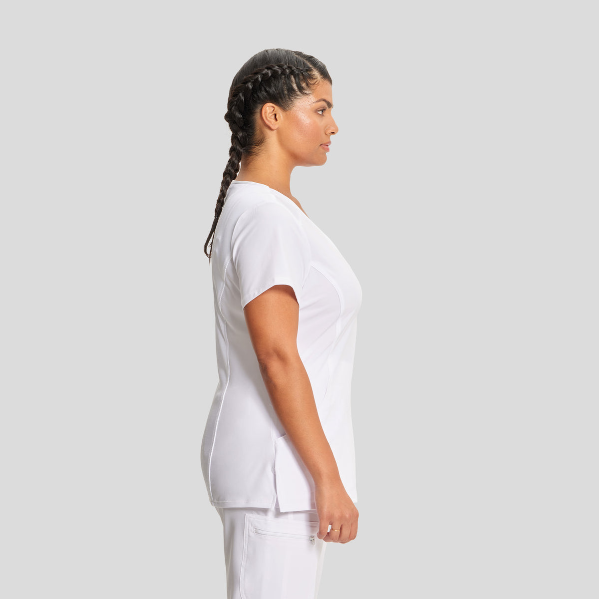 Infinity Mock Wrap Solid Scrub Top | White