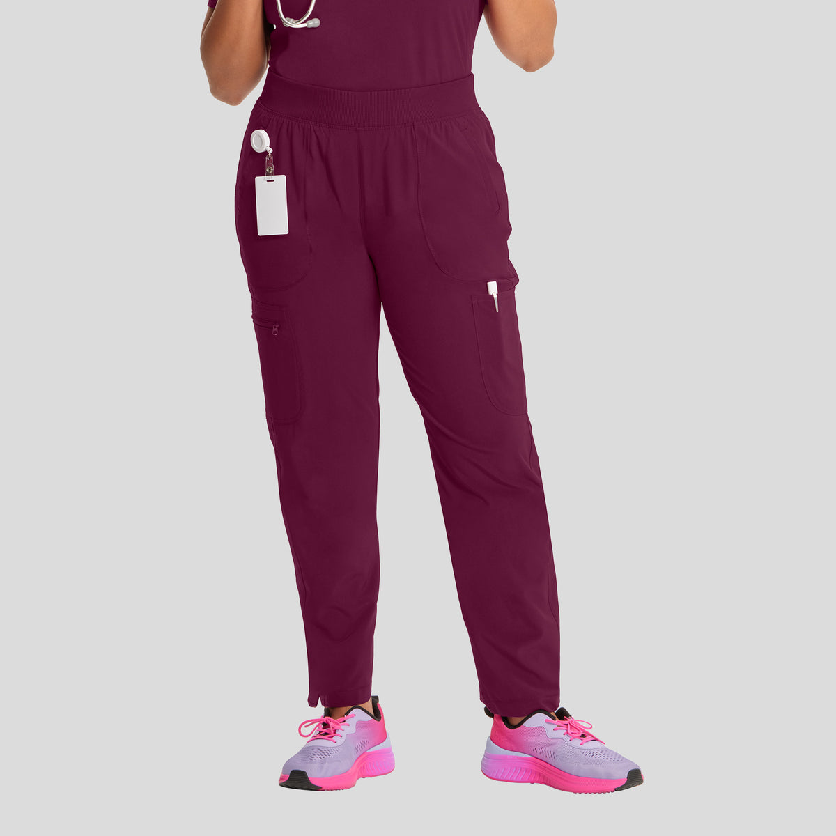 Inifnity Mid Rise Tapered Leg Pull-On Scrub Pant | Wine
