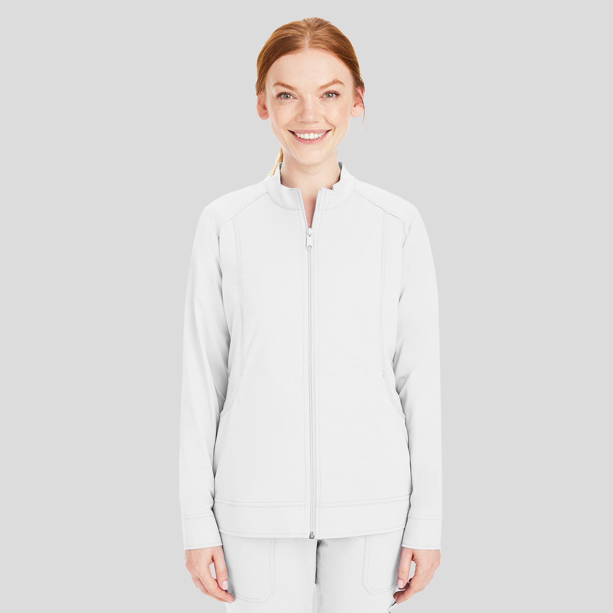 Dakota Zip Front Scrub Jacket | White